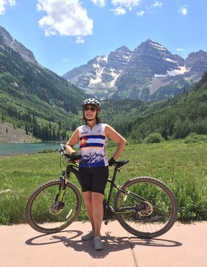 Gary's wife mountain biking